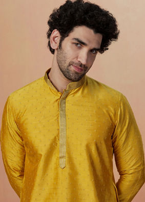 Golden Embellished Kurta Pajama image number 0